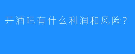开酒吧有什么利润和风险?
