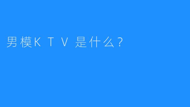 男模KTV是什么？