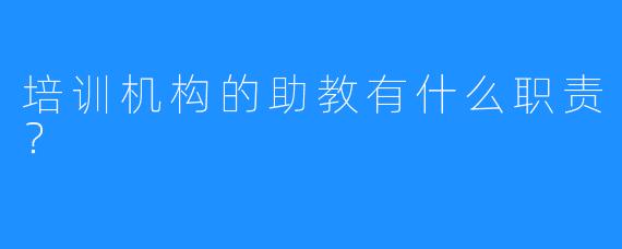 培训机构的助教有什么职责？