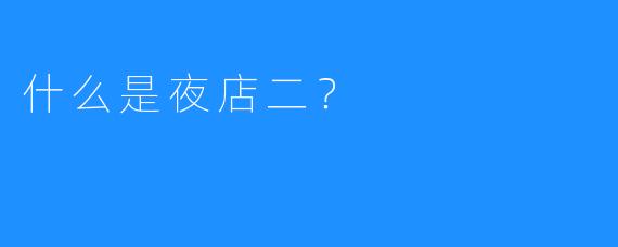 什么是夜店二?