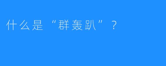 什么是“群轰趴”？