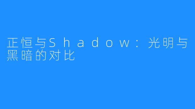 正恒与Shadow：光明与黑暗的对比