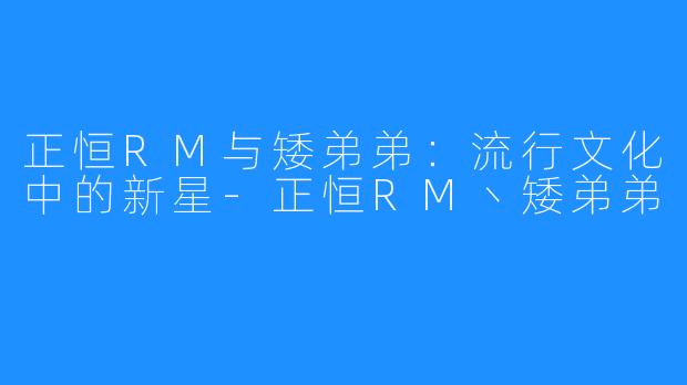 正恒RM与矮弟弟:流行文化中的新星-正恒RM丶矮弟弟