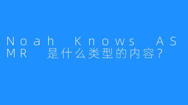 Noah Knows ASMR 是什么类型的内容?