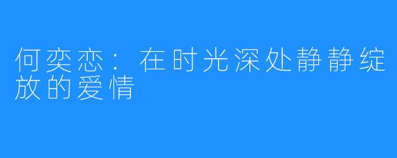 何奕恋:在时光深处静静绽放的爱情