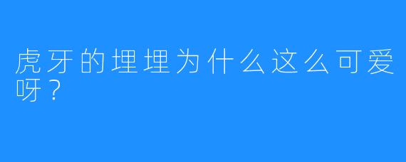 虎牙的埋埋为什么这么可爱呀?