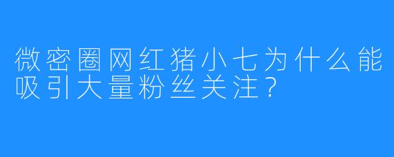 微密圈网红猪小七为什么能吸引大量粉丝关注？