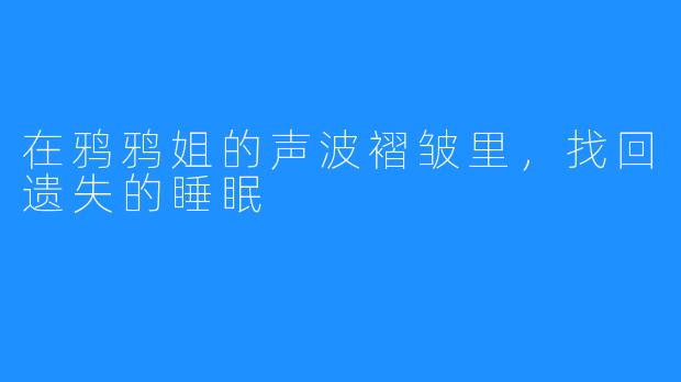 在鸦鸦姐的声波褶皱里，找回遗失的睡眠